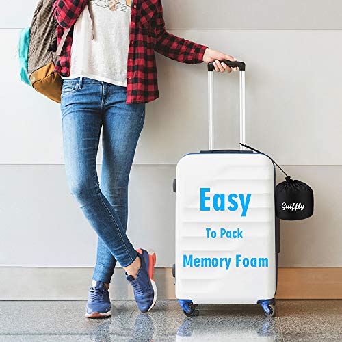 Guiffly Almohada de Viaje, Almohada de Cuello de avión de Espuma de Memoria para Viajar, Soporte Envolvente de 360 Grados, Mascara para los Ojos & Tapones para los oídos-Gris