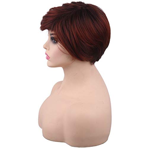 GUIPING Femenino de la Peluca Llena Top-Peluca, Fibra resi Sintética Corta de Las señoras Pelucas a Prueba de Calor Rubio Pelucas con el Lado Bangs