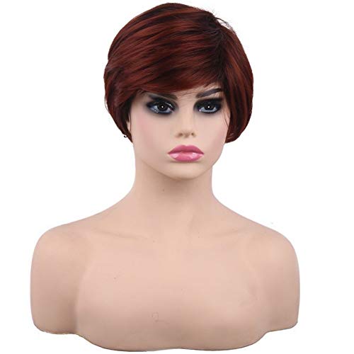 GUIPING Femenino de la Peluca Llena Top-Peluca, Fibra resi Sintética Corta de Las señoras Pelucas a Prueba de Calor Rubio Pelucas con el Lado Bangs