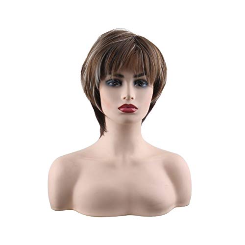 GUIPING Femenino de la Peluca Llena Top-Peluca, Fibra resi Sintético Resistente al Calor de Fibra Corta Peluca de Pelo Rizado Resistente al Calor de Manera Rubio Color Mixto, señoras Peluca