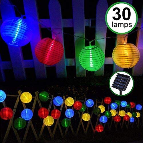 Guirnaldas de Luces Solar Jardín LED Bawoo 30 LED Guirnaldas Luces Exterior 5,5m Impermeable IP65 Guirnalda Luces Decoración Exterior y Interior Luz Navidad Fiesta Ceremonia Jardín Casa (Multicolor)