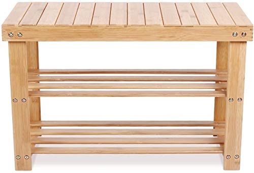 Gunolye - Zapatero de bambú de 3 niveles, organizador de almacenamiento, ideal para pasillo, baño, sala de estar, pasillo (70 x 28 x 45 cm)