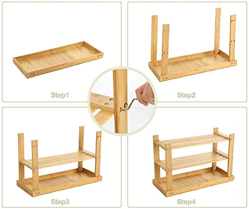 Gunolye - Zapatero de bambú de 3 niveles, organizador de almacenamiento, ideal para pasillo, baño, sala de estar, pasillo (70 x 28 x 45 cm)