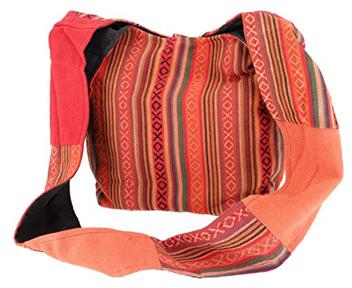 GURU-SHOP Bolso, Bolso Hippie, Bolso Goa con sol y Luna - Naranja Oxidado, Unisex - Adultos, Algodón, Tamao:One Size, 30x30x8 cm, Sadhu Bags, Bolsas Hippie