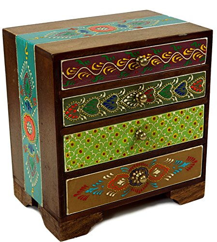 Guru-Shop Pequeño Armario de Farmacia, Joyero, Armario de Cajones Pintados a Mano - Modelo 8, Multicolor, 22x20x13 cm, Latas, Cajas Ataudes