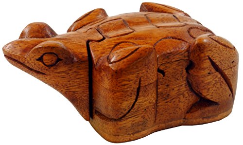 Guru-Shop Rompecabezas, Caja de Joyería de Madera de la Rana, Maderasuar, 6x14x8 cm, Almacenamiento