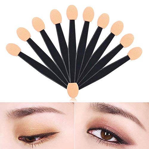 Gurxi 150 Piezas Aplicador de Sombra de Ojos Ovalado Brochas de Sombra de Ojos de Doble Cara Esponja Doble Sombra de Ojos Pincel Se Utiliza para Maquillarse en Casa o Viajar (Color Blanco y Piel)