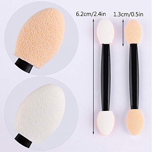 Gurxi 150 Piezas Aplicador de Sombra de Ojos Ovalado Brochas de Sombra de Ojos de Doble Cara Esponja Doble Sombra de Ojos Pincel Se Utiliza para Maquillarse en Casa o Viajar (Color Blanco y Piel)
