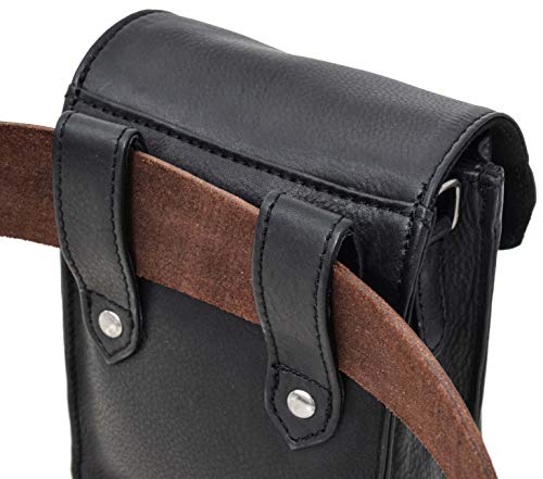 Gusti Cuero Studio Nelly Riñonera Bandolera Fiesta Retro Vintage Piel de Búfalo Negro 2H14-22-9
