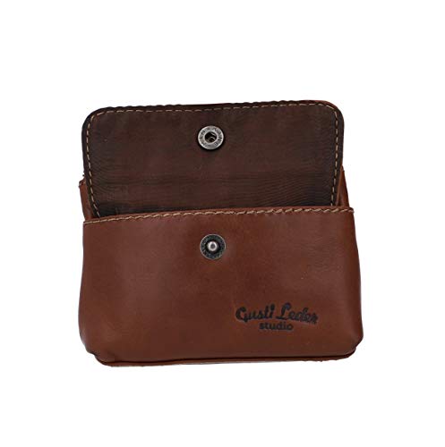 Gusti Leder Studio Sascha Monedero para Llaves Cartera Pequeña de Cuero Genuino Llavero Estilo Vintage Retro Piel de Búfalo Marrón Oscuro 2A91-22-6