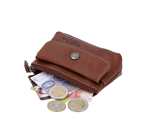 Gusti Leder Studio Sascha Monedero para Llaves Cartera Pequeña de Cuero Genuino Llavero Estilo Vintage Retro Piel de Búfalo Marrón Oscuro 2A91-22-6