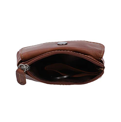 Gusti Leder Studio Sascha Monedero para Llaves Cartera Pequeña de Cuero Genuino Llavero Estilo Vintage Retro Piel de Búfalo Marrón Oscuro 2A91-22-6