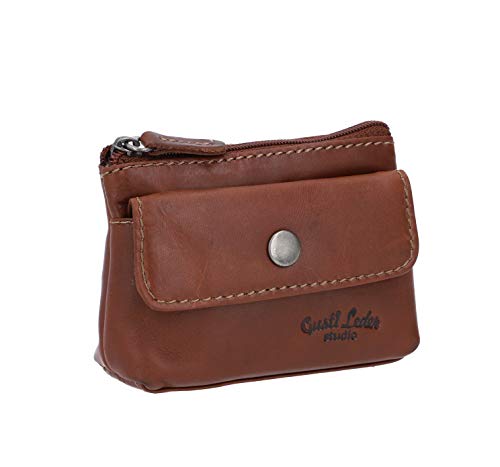 Gusti Leder Studio Sascha Monedero para Llaves Cartera Pequeña de Cuero Genuino Llavero Estilo Vintage Retro Piel de Búfalo Marrón Oscuro 2A91-22-6