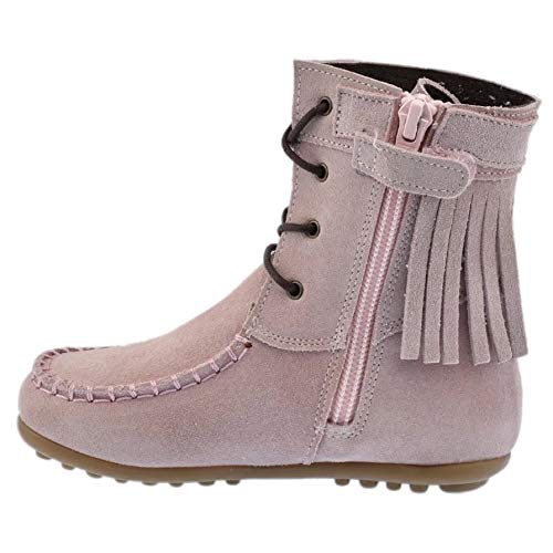 Guxs Bota Moicana de Piel Serraje con Flecos en Rosa Color: Rosa Talla: 39