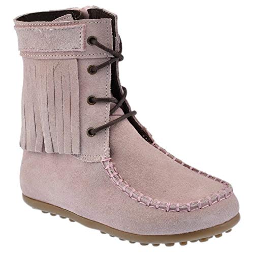 Guxs Bota Moicana de Piel Serraje con Flecos en Rosa Color: Rosa Talla: 39