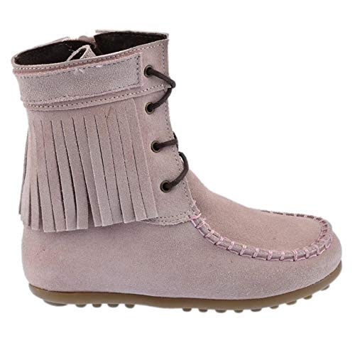 Guxs Bota Moicana de Piel Serraje con Flecos en Rosa Color: Rosa Talla: 39