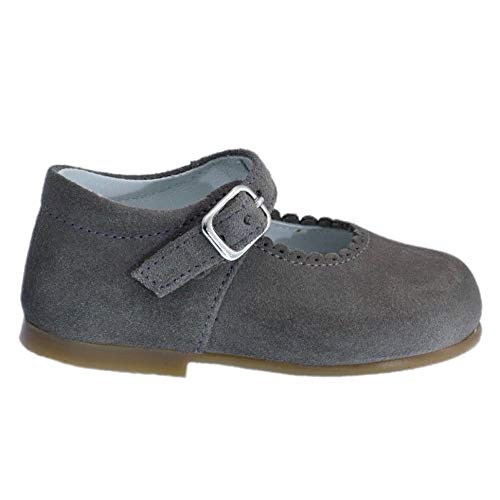 Guxs Zapato Merceditas Niña Piel Serraje Gris Color: Gris Talla: 20