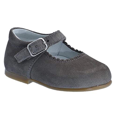 Guxs Zapato Merceditas Niña Piel Serraje Gris Color: Gris Talla: 20