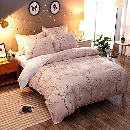 Gvvseso® Juego de Cama 3D Impreso 200x200cm Funda nórdica para decoración del hogar con Funda de Almohada para decoración de Dormitorio Ropa de Cama + 2 Fundas de Almohada 50 X 75 cmRamas Rosadas s