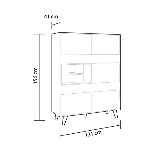 Habitdesign 0Z6636R - Mueble aparador Vitrina, Acabado Color Roble y Gris Oscuro, Medidas 121 cm (Ancho) x 156 cm (Alto) x 41 cm (Fondo)
