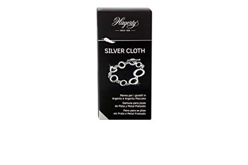 Hagerty - Silver Cloth - Gamuza impregnada limpia joyas de plata y piezas plateadas o chapadas - 1 unidad 36 x 30 cm - Devuelve el brillo y la protección extra