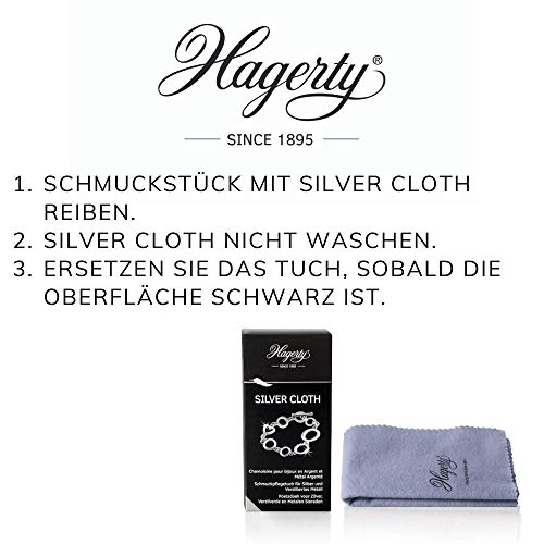 Hagerty - Silver Cloth - Gamuza impregnada limpia joyas de plata y piezas plateadas o chapadas - 1 unidad 36 x 30 cm - Devuelve el brillo y la protección extra
