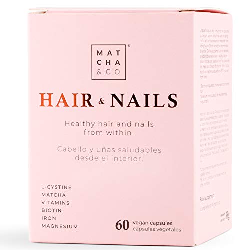 Hair & Nails | Fortalece y evita la caída del cabello | uñas más resistentes | Multivitaminas, Biotina, Zinc, Hierro, Magnesio, Matcha | 60 cápsulas