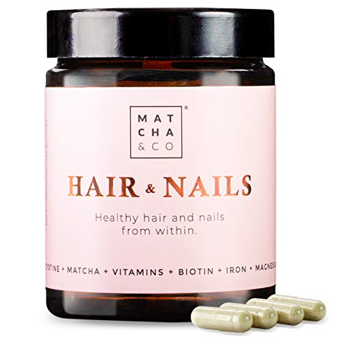 Hair & Nails | Fortalece y evita la caída del cabello | uñas más resistentes | Multivitaminas, Biotina, Zinc, Hierro, Magnesio, Matcha | 60 cápsulas
