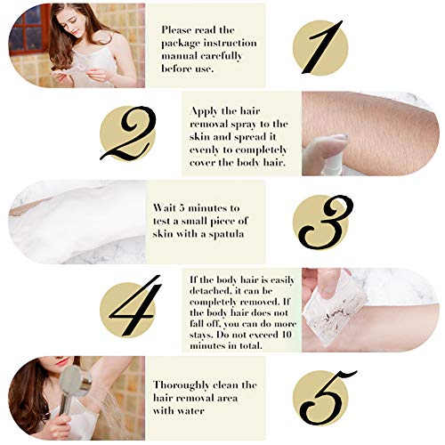 Hair Remover, Spray de Depilación, Hair Removal Spray, Hair Inhibitor, Espuma para Depilación Hair Erase, spray de depilación sin dolor, fórmula suave, Depilatoria Facial, Bikini, Antebrazo