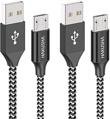 HAKUSHA Cable Micro USB, [2Pack-2M] 5V/3A Carga Rápida Cable Android Duradero Nylon Cable Cargador Movil para Samsung S7/S6/S5/J5/J7 Huawei Nokia Nexus Sony Tablet PS4 Kindle