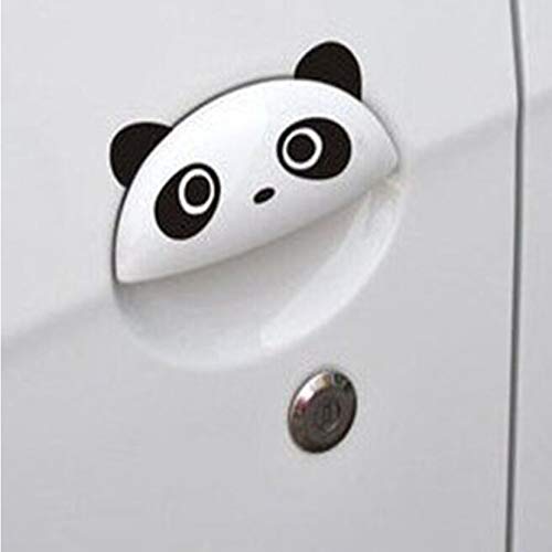 HALJIA 2 Piezas Etiqueta engomada del Coche Divertido Panda Eyes Pomo de la Puerta Vinilo Calcomanía Gráficos Bonito Espejo retrovisor para el Coche Dirección Reflectante