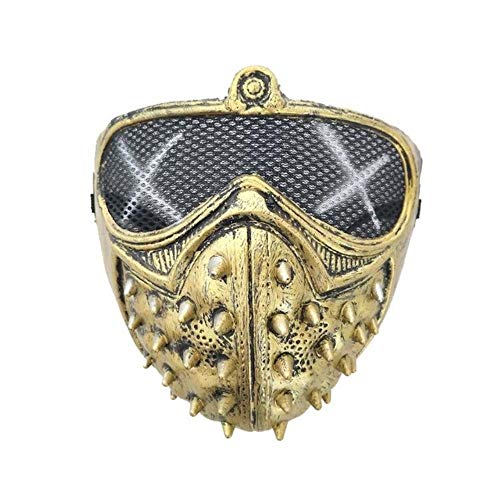 Halloween Punk Devil COS Anime Stage Mask Rivet Dead God Street Rivet Death Masks Guard Dogs Cosplay Party Face Mask Accesorio, Oro, España