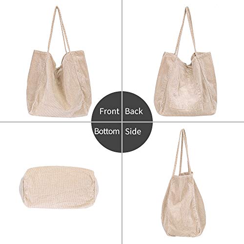 HALOViE Bolso de Hombro para Mujer Chica Bandolera Bolsa de Pana Gran Capacidad Retro Casual Moda Bolsos de Compras Trabajo Escuela Playa Viaje