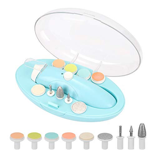 HALOVIE Lima de Uñas Eléctrica para Bebés y Adultos Set de Manicura y Pedicura para Dedos de los Pies y las Uñas kit de Cortaúñas 9 Cabezales Cuidado de Uñas Bebé Profesional con LED USB Recargable