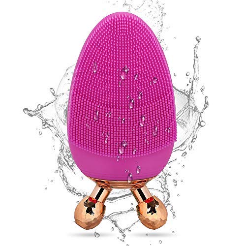 HALOVIE Limpiador Facial Electrico Masajeador Vibrante Sónico Silicona Cepillo Recargable Portátil 3 Modos Velocidad Ajustable Resistente al Agua Masaje Limpiador de Piel Exfoliator para Facial