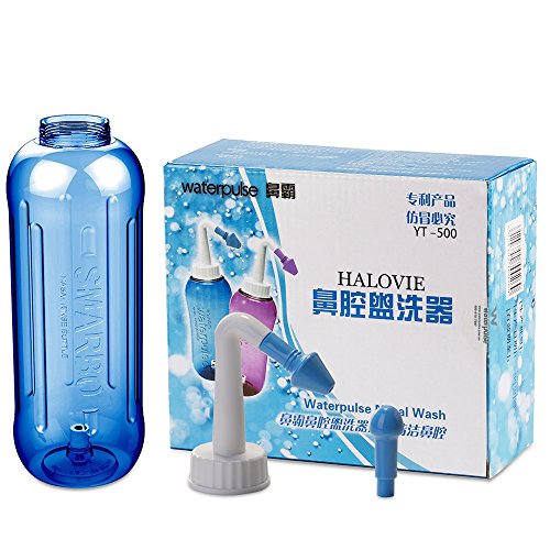 HALOVIE Limpiador Nasal Botella de Lavado Nasal 500ml Limpiador de Nariz Nariz Sinusitis Irrigación Rinitis alérgica Tratamiento senos nasales Para Adultos y Niños bebe Botella para limpieza de nariz