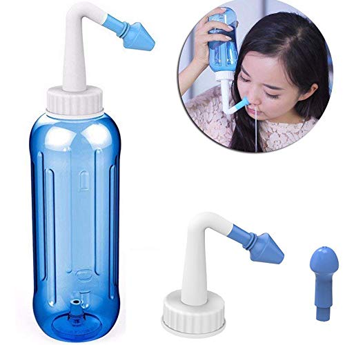 HALOVIE Limpiador Nasal Botella de Lavado Nasal 500ml Limpiador de Nariz Nariz Sinusitis Irrigación Rinitis alérgica Tratamiento senos nasales Para Adultos y Niños bebe Botella para limpieza de nariz