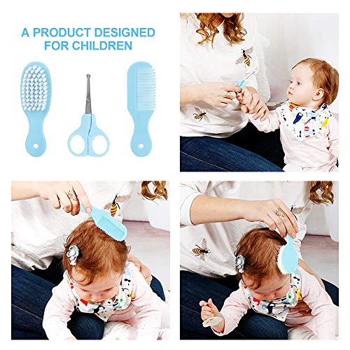 HALOVIE Set para Cuidado de Bebe 10 piezas Kit de Cuidado Diario Neceser de Aseo Termómetro Infantil Tijeras Cortaúñas Lima de Uñas Cepillo de Pelo Peine Aspirador Nasal Cepillo de Dientes de Dedo