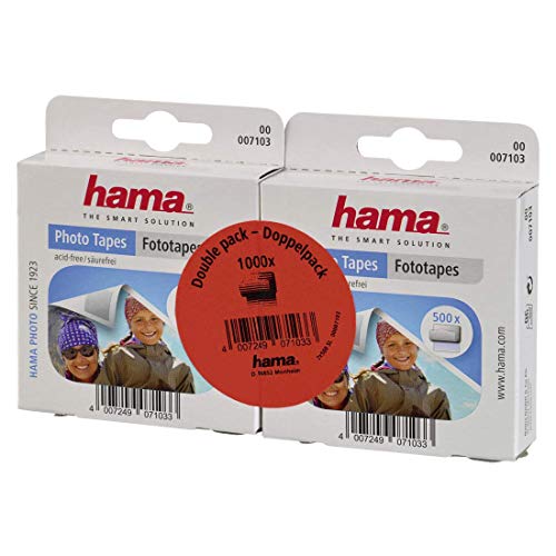 Hama - Adhesivos para fotos (1000 unidades, autoadhesivos por las dos caras, caja dispensadora, sin ácidos ni disolventes, aptos para álbumes)