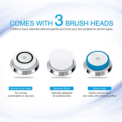 Hangsun Limpiador Facial Electrico SC200 Cepillo Facial Sonico Resistente al Agua Cepillo Limpieza de Cutis + 3 cabezales (Negro)