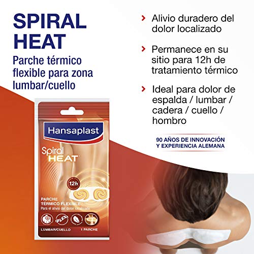 Hansaplast Spiral Heat Parche térmico lumbar y cervical, parches de calor para músculos tensos y rígidos, para el alivio del dolor lumbar, 1 x 3 parches