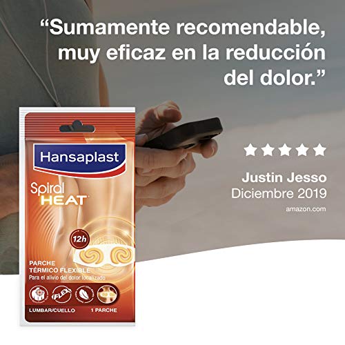 Hansaplast Spiral Heat Parche térmico lumbar y cervical, parches de calor para músculos tensos y rígidos, para el alivio del dolor lumbar, 1 x 3 parches