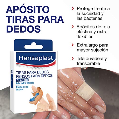 Hansaplast Tiritas para dedos, apósitos adhesivos especiales para las heridas en los dedos, tiritas transpirables y flexibles, 1 x 16 unidades