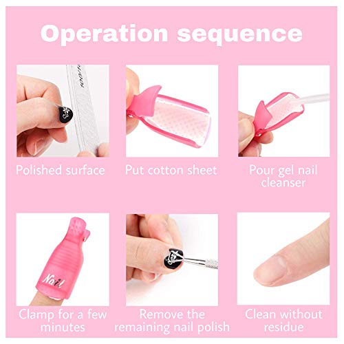 Hanyousheng 10 Piezas Clip de plástico acrílico para quitar uñas artificiales de Uña Pinza de Arte de Uñas de Acrílico Herramienta de Manicura (Rojo Rosado)