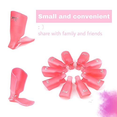 Hanyousheng 10 Piezas Clip de plástico acrílico para quitar uñas artificiales de Uña Pinza de Arte de Uñas de Acrílico Herramienta de Manicura (Rojo Rosado)