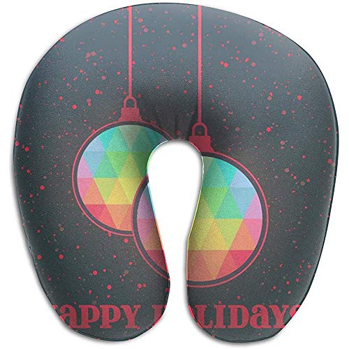 Hao-shop Happy Holidays Balls Print U Type PillowFoam Neck Pillow for TravelNeck PainSoftwith Resilient Material