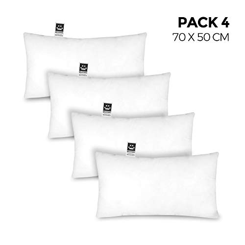 HAPPERS Pack 4 Relleno de cojín 50x70 Fibra Hueca siliconada de Gran Densidad