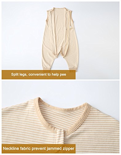 Happy Cherry - Saco de Dormir para Bebé Ultraligero de Verano con Dos Aberturas Estampado Animal Infantil Bolsa de Dormir de Algodón con Patas- Marrón - 2-3 Años