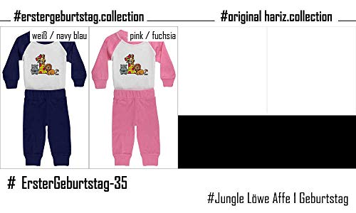 Hariz - Pijama para bebé, diseño de león y mono, incluye tarjeta de regalo, color blanco y azul marino
