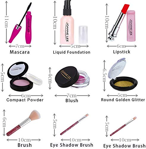 Harxin Pretender Maquillaje Set Maletin,Que Incluye Lápiz Labial,Sombra de Ojos,Rímel,Colorete,Polvos Faciales,Polvos Brillantes,Pincel,Pegatinas para Uñas y Bolsa de Cosméticos